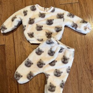 6-12 month baby pink teddy fleece set